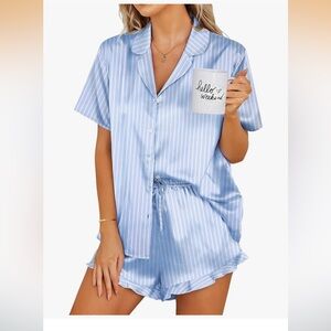 Light Blue Striped pajama set